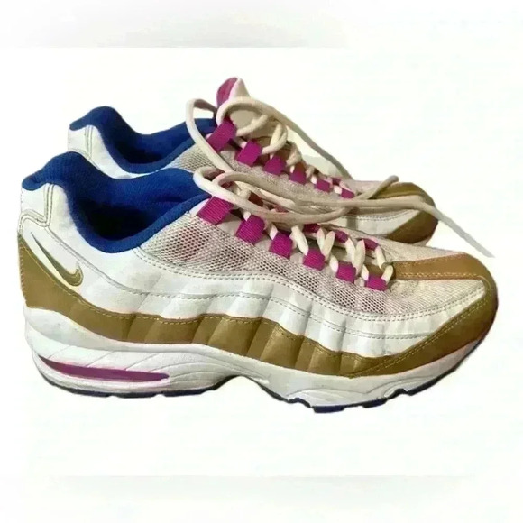 Nike Air Max Big Boy Sneakers Size 7 Y Gold Blue Peanut Butter Jelly Sneakers